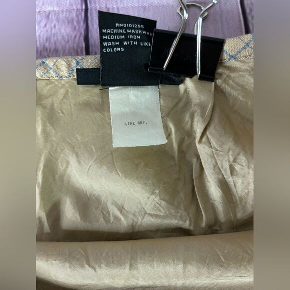 Hennes Collection Tan Blue Minimalist Academia Lined A-line Midi Skirt Size 12 - Picture 6 of 9